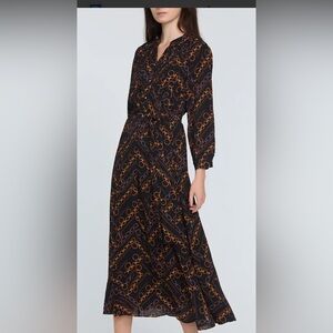 New Elie Tahari Black and Brown Midi Dress size L